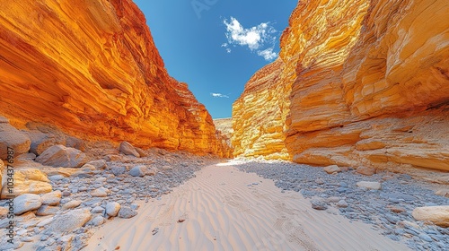Stunning Panoramic View of the Grand Canyon with Clear Blue Sky 