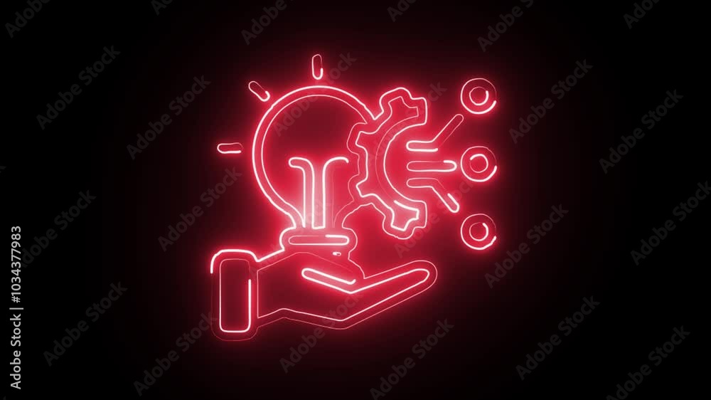 glowing neon technological icon isolated on black background. HD video motion graphic animation glowing neon technological icon isolated on black background. HD video motion graphic animation