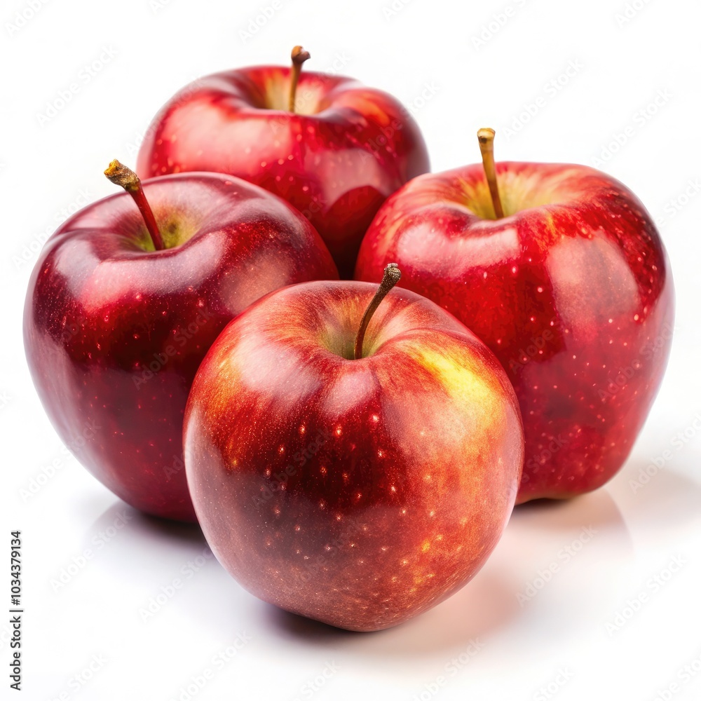 Fresh red apples arranged on a white background showcasing their vibrant colors. Generative AI Fresh red apples arranged on a white background showcasing their vibrant colors. Generative AI