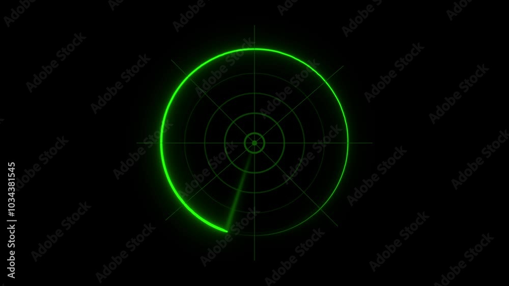 Radar screen animation on black background. Signal transmitted sonar radar.Radar point to detect enemy position. Radar screen animation on black background. Signal transmitted sonar radar.Radar point to detect enemy position.