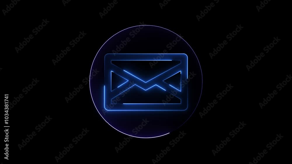 glowing neon mail envelope sign animation on dark background, Mail envelope ,Glowing animated Message symbol , glowing neon mail envelope sign animation on dark background, Mail envelope ,Glowing animated Message symbol ,