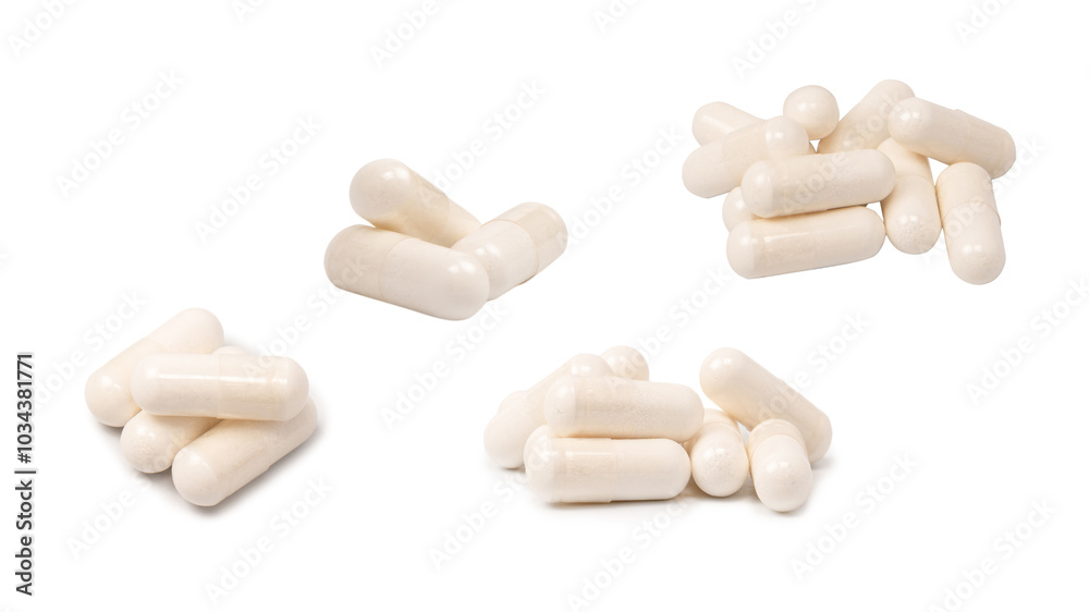 White pill capsule isolated on a white background. White pill capsule isolated on a white background.
