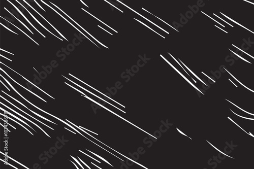 Seamless vector abstract pattern. white strokes on an black background