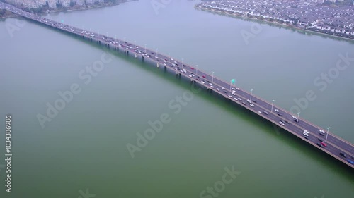 Atmospheric aerial photography Dushu Lake Avenue tunnel lake elevated live video photo