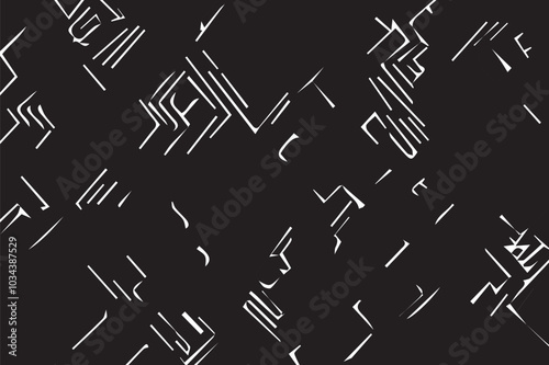 Seamless vector abstract pattern. white strokes on an black background