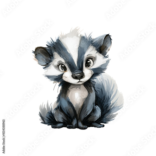 skunk vector illustration in watercolor style