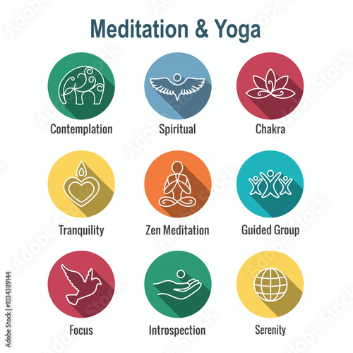 Zen Meditation Mandala Design Symbol Concept with Swirly Yoga Embellishments 