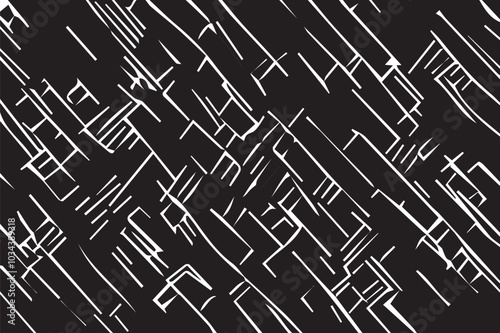 Seamless vector abstract pattern. white strokes on an black background