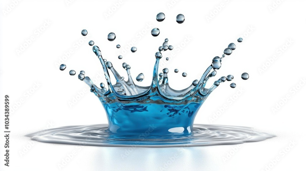 A photostock images of a large splash of water in motion, isolated on white background, High Quality