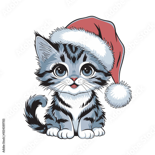 christmas cat vector illustration
