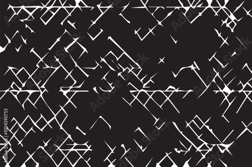Seamless vector abstract pattern. white strokes on an black background