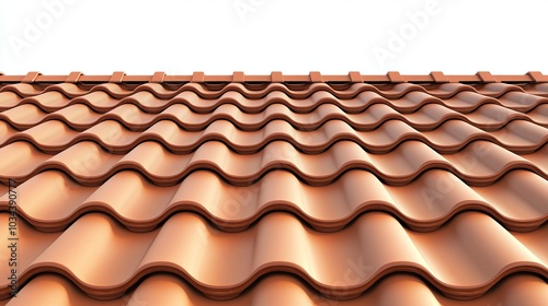 Vector illustration of tile roofing, shown in isolation on a white background, featuring a seamless roof tile pattern photo