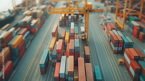 Aerial View of Shipping Containers at a Port