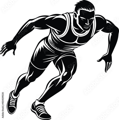 set of silhouettes of sprinter runner with different poses, gestures. isolated on white background. vector illustration.