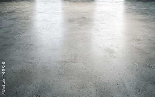 Smooth and polished concrete floor with soft lighting in an empty industrial space during daylight hours