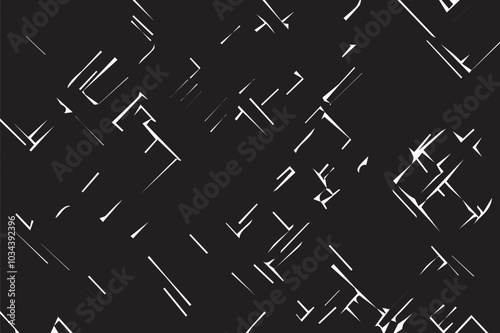 Seamless vector abstract pattern. white strokes on an black background
