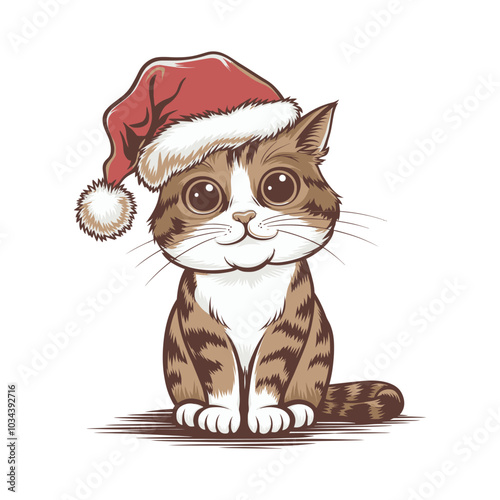 christmas cat vector illustration