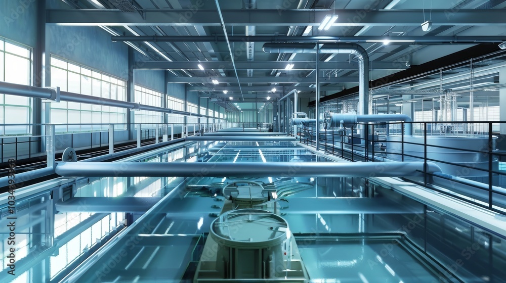 Fototapeta premium Industrial Water Treatment Facility A Glimpse Into the Heart of Clean Water Production