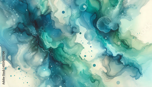 teal abstract fluid paint artwork vibrant colors and organic shapes background