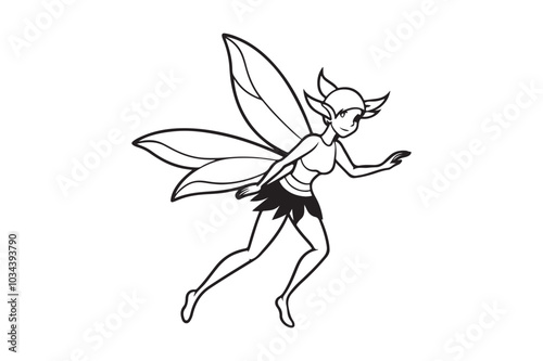 Fairy Flight Silhouette Vector Illustration, Fairy Flight Silhouette 