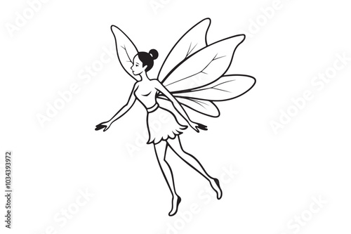 Fairy Flight Silhouette Vector Illustration, Fairy Flight Silhouette 