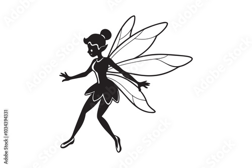 Fairy Flight Silhouette Vector Illustration, Fairy Flight Silhouette 