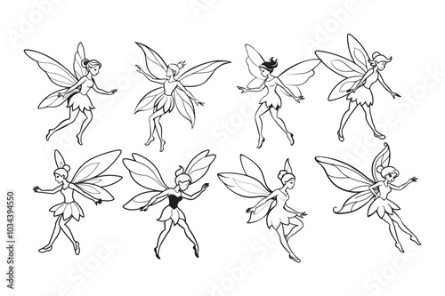 Fairy Flight Silhouette Vector Illustration, Fairy Flight Silhouette 