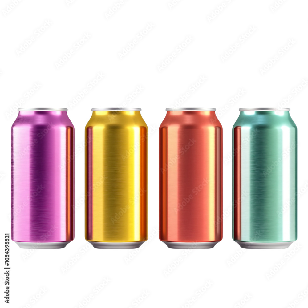 Different Color Slim Soda Can Set on transparent background Different Color Slim Soda Can Set on transparent background