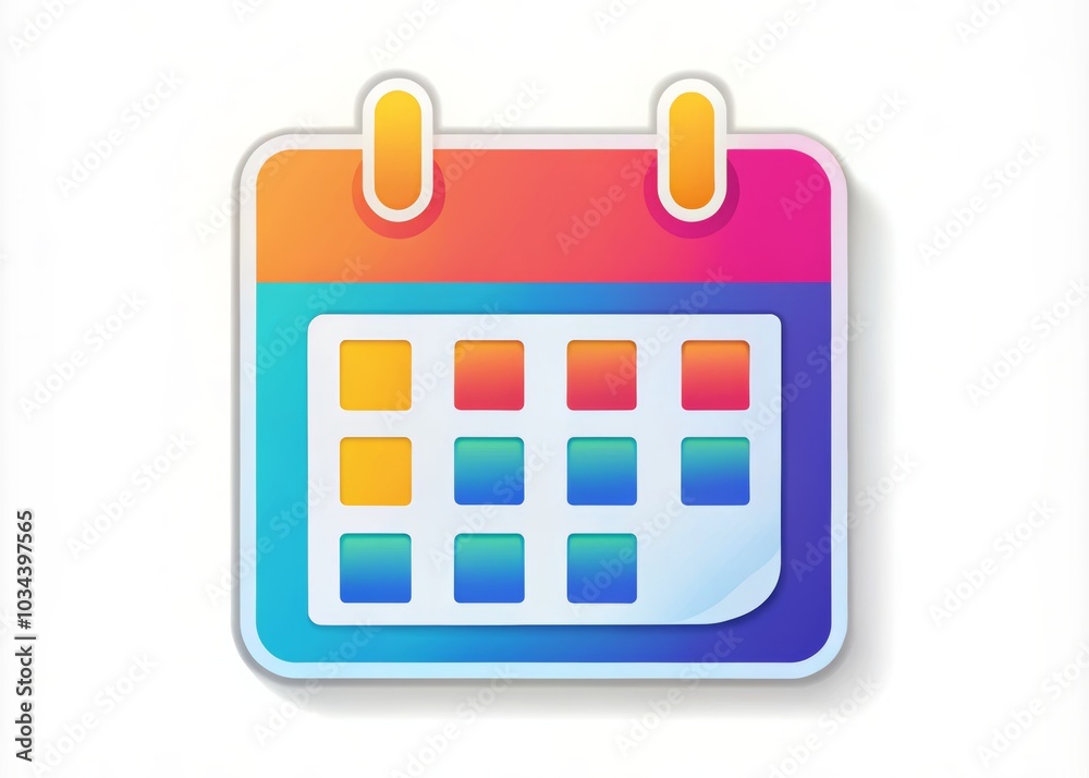 Colorful Calendar Icon on Transparent Background Colorful Calendar Icon on Transparent Background