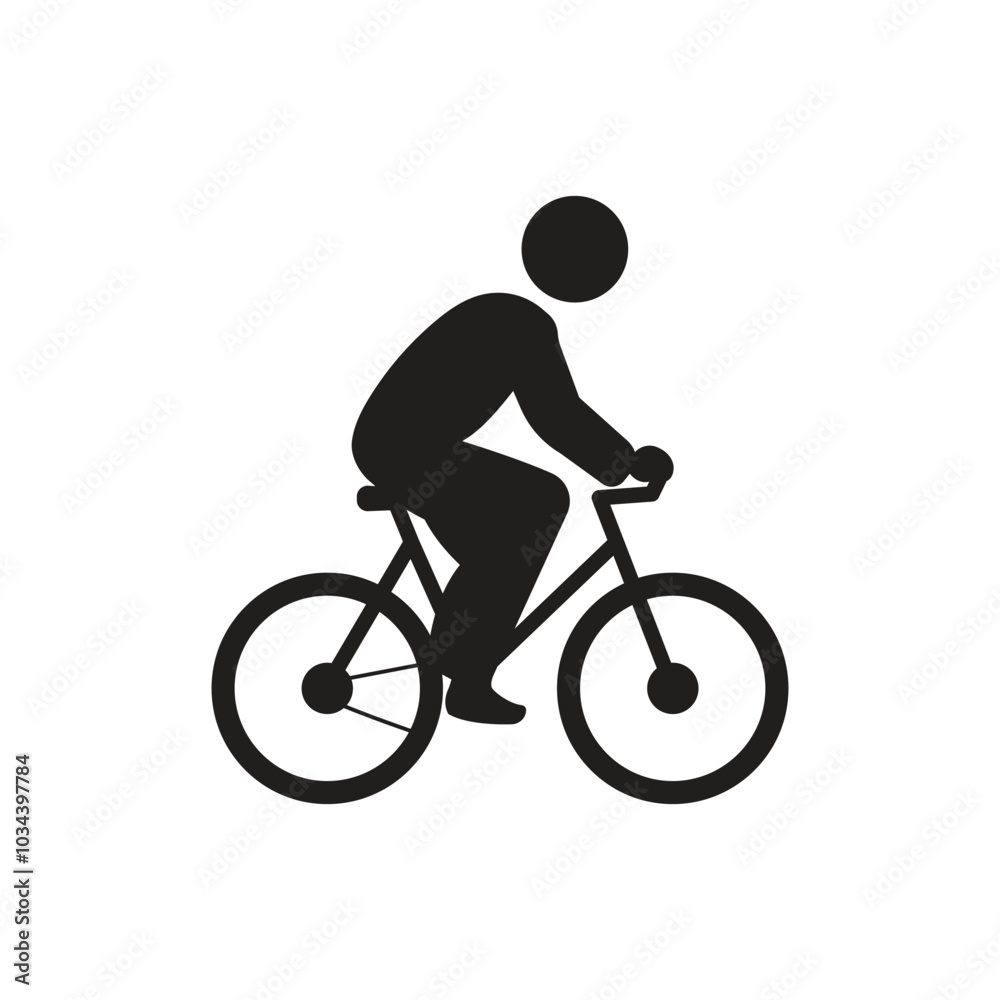 Person Riding Bicycle Silhouette, Flat Cycle Icon. Person Riding Bicycle Silhouette, Flat Cycle Icon.