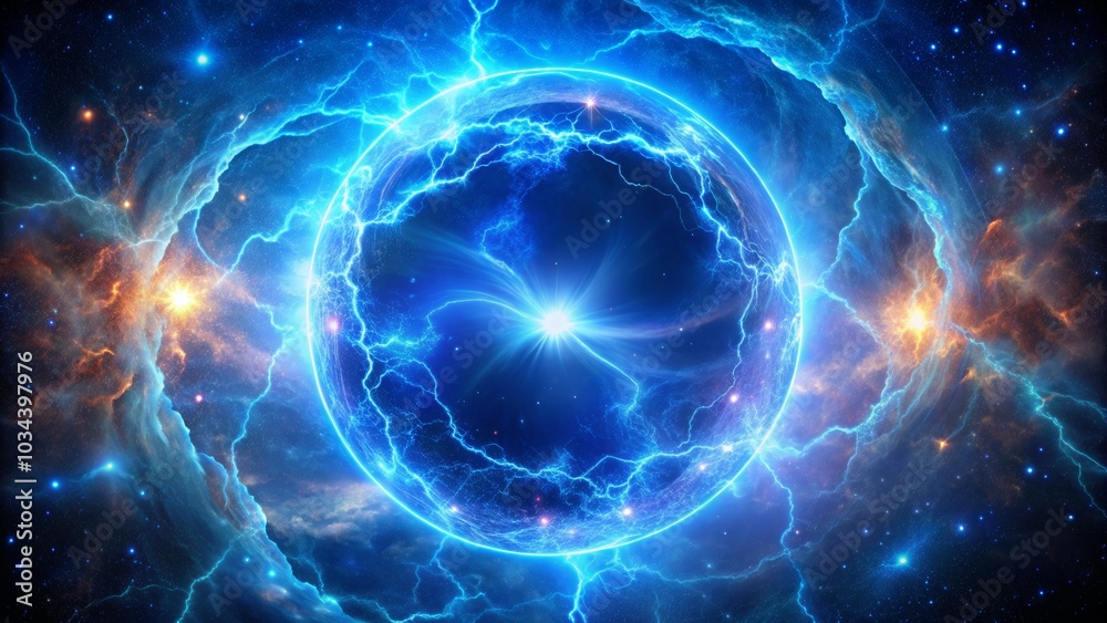 Stunning Glowing Plasma Lightning in Space Macro View Stunning Glowing Plasma Lightning in Space Macro View