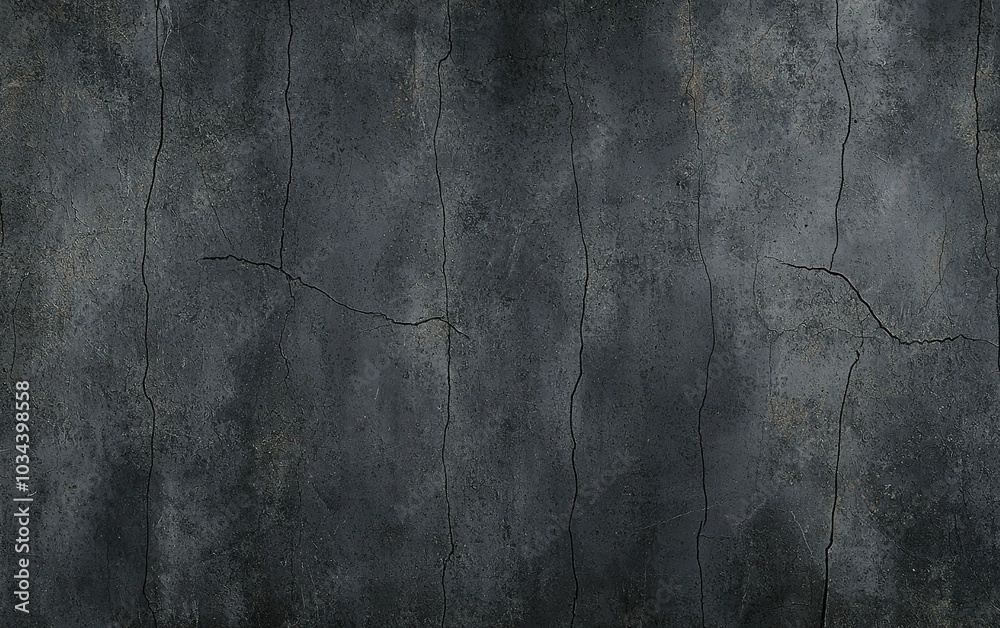 Fototapeta premium Dark cracked concrete wall texture with a weathered appearance and subtle variations illuminated by soft light