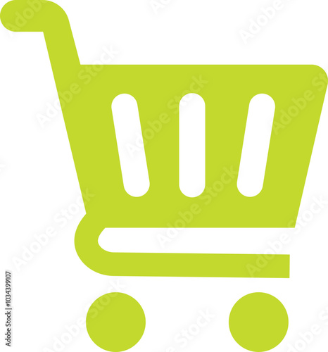 Shopping cart trolley icon in flat yellow. Containing shopping, order, buy, purchase, bought, sale, sell, store, market for e-commerce. Vector for apps or website isolated on transparent background