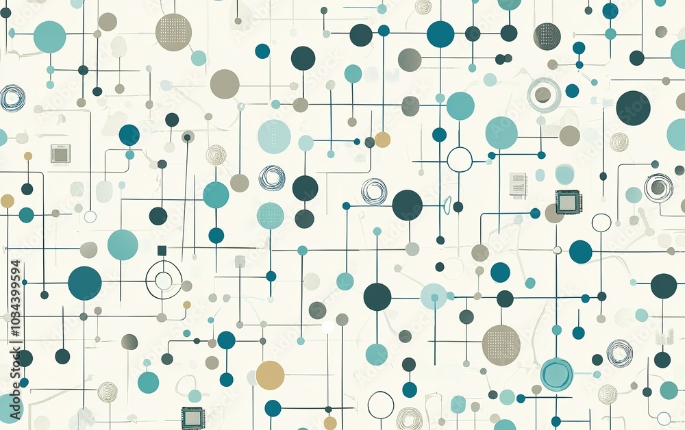 Abstract pattern of circles and lines in blue and gray tones on a light background, illustrating modern design concepts and connectivity Abstract pattern of circles and lines in blue and gray tones on a light background, illustrating modern design concepts and connectivity