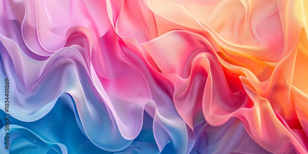 Obraz premium Abstract background with shell elements and bright gradient colors with smooth transitions, minimalistic design.