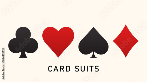 Diamond, spade, heart, club. Vector symbols of playing cards. Playing card suit symbol vector icons.