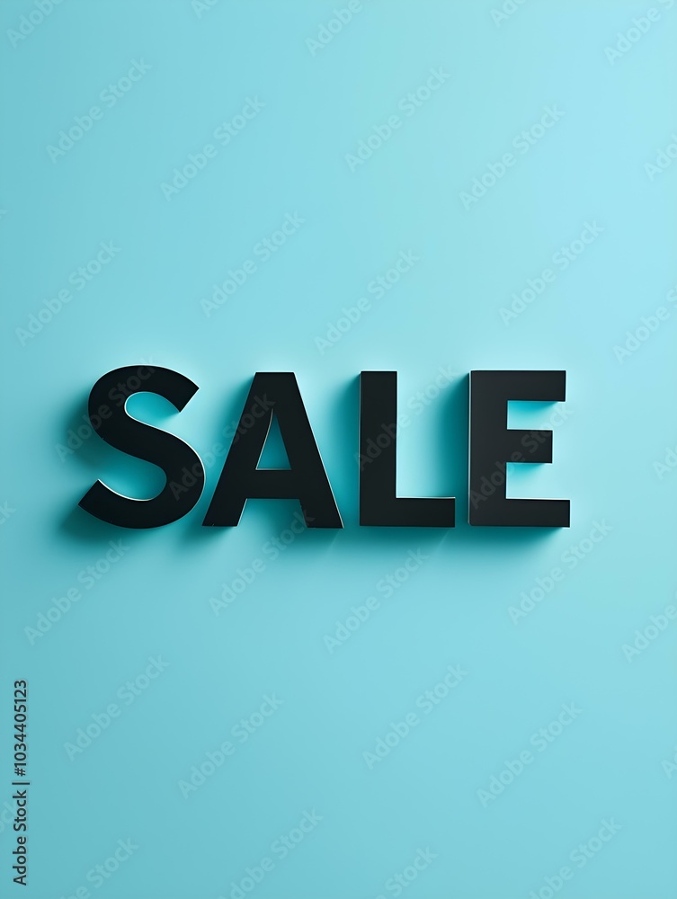 Black 'SALE' Sign on a Cyan Background Black 'SALE' Sign on a Cyan Background