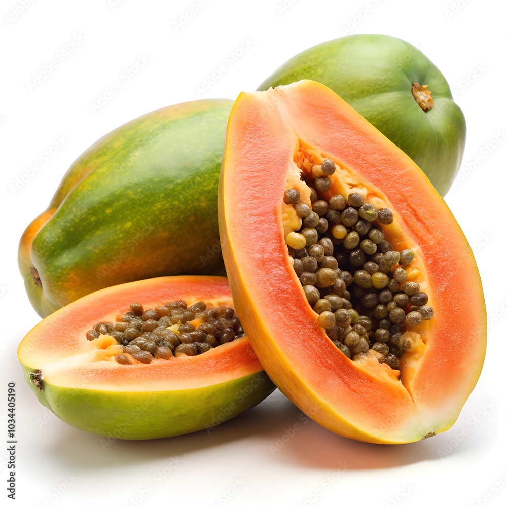papaya slice on white background papaya slice on white background