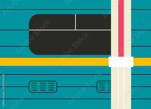 Subway Train Side. Vector Illustration of Urban Transportation Concept. Flat Style Design with Outline Art.