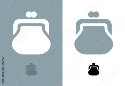 Old wallet icon. Attribute of money or wealth. Women's wallet. Sign of payment, purchase or cost. Pictogram of price, amount or savings. Symbol of history, rarity or finance.