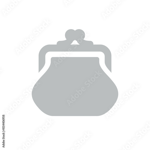 Old wallet icon. Attribute of money or wealth. Women's wallet. Sign of payment, purchase or cost. Pictogram of price, amount or savings. Symbol of history, rarity or finance.