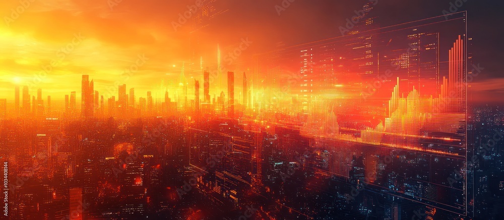Fototapeta premium Futuristic Cityscape with Digital Interface