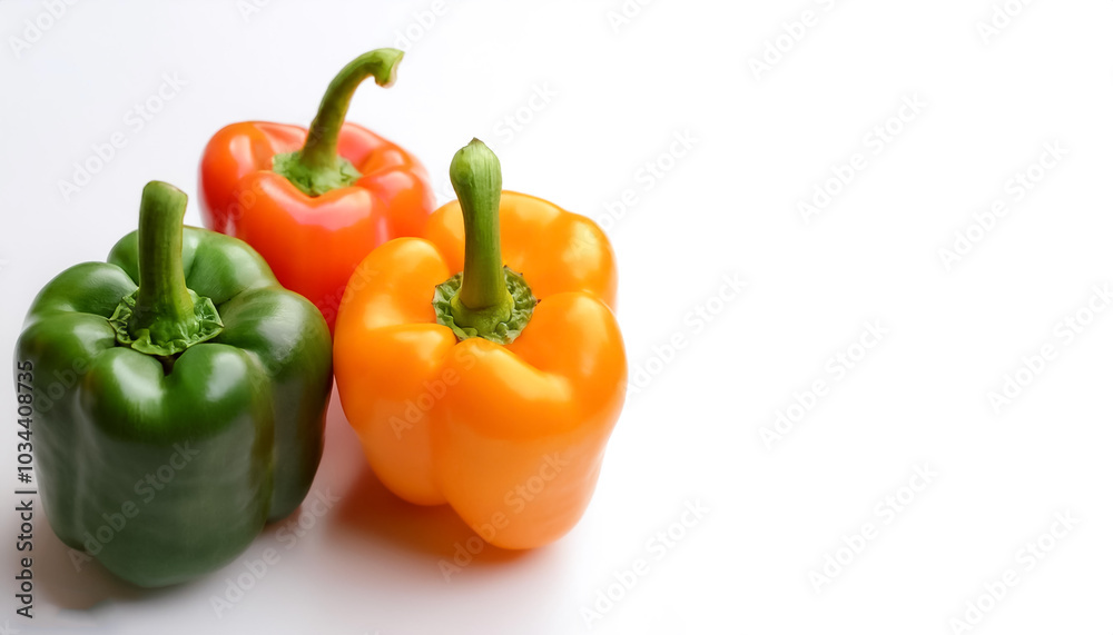 Sweet pepper pattern with side position provides copy space for text. background concept isolated white. Sweet pepper pattern with side position provides copy space for text. background concept isolated white.