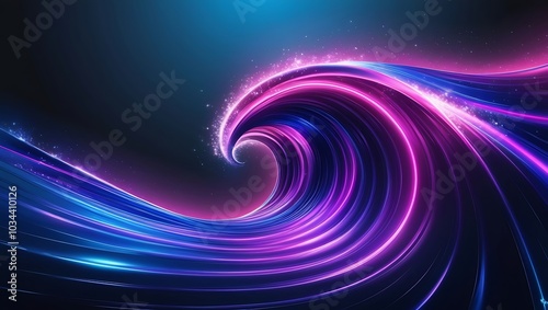 Abstract neon wave background. Generative Ai.