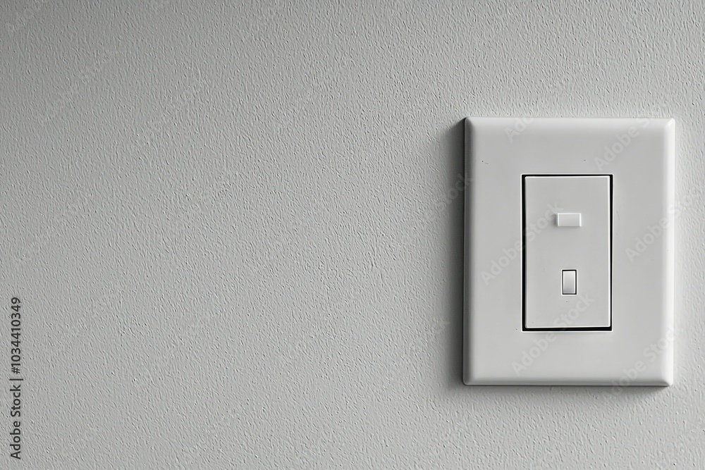 White Light Switch Mounted on Textured Wall White Light Switch Mounted on Textured Wall