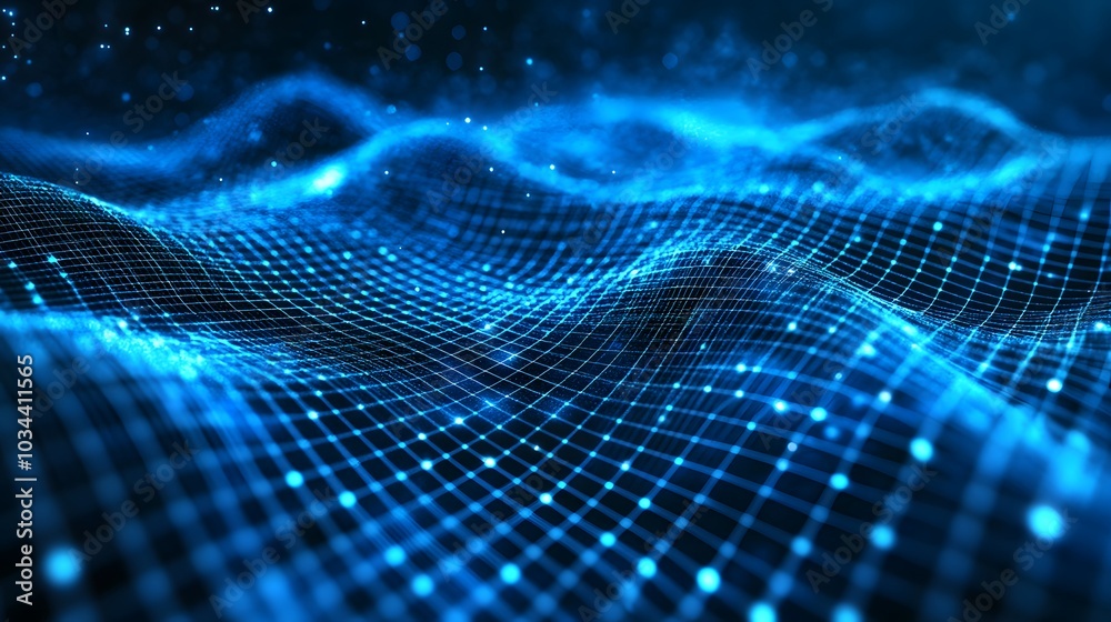 Blue grid background, 80s-style grid, grid with glowing lines Blue grid background, 80s-style grid, grid with glowing lines
