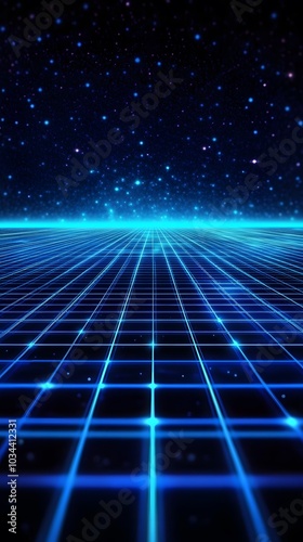 Blue grid background, 80s-style grid, grid with glowing lines