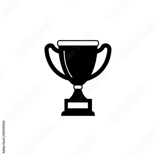 a vector design of a black trophy on a white background