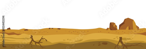 soil layer in hot and dry conditions, flat seam game level. cross section of natural earth texture near desert and sandy