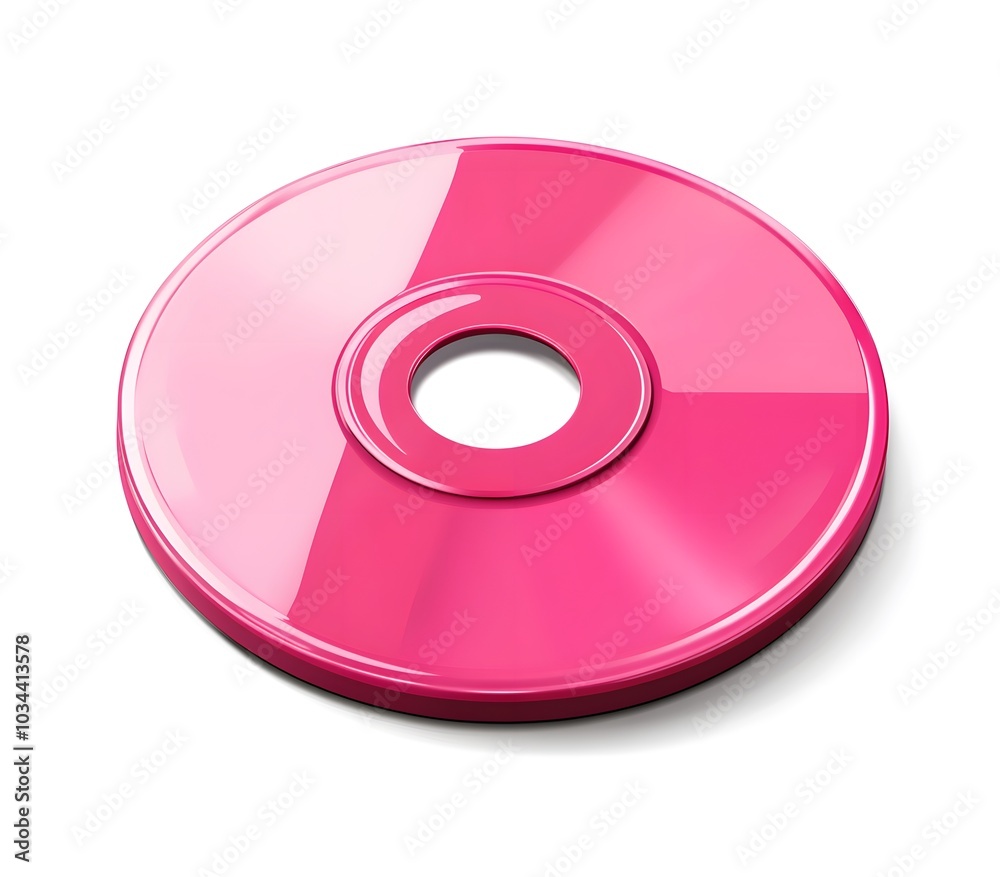 Vibrant Pink CD Reflective Surface with Glossy Finish on White Background Vibrant Pink CD Reflective Surface with Glossy Finish on White Background